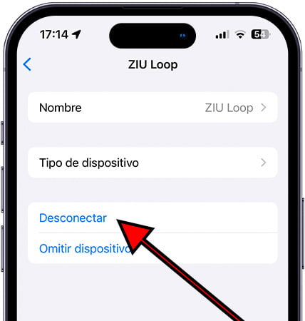 Desconectar dispositivo Bluetooth en iPhone