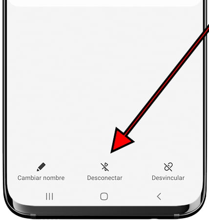 Desconectar dispositivo Bluetooth en Samsung Galaxy