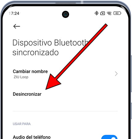 Desincronizar dispositivo Bluetooth en Xiaomi