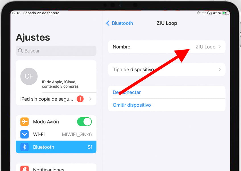 Cambiar nombre de dispositivo Bluetooth en iPhone