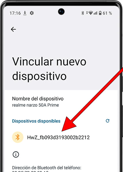 Dispositivos Bluetooth disponibles en Android