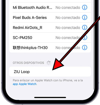 Seleccionar dispositivo Bluetooth en iPhone