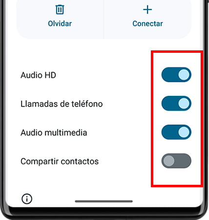 Ajustes de audio Bluetooth en Android