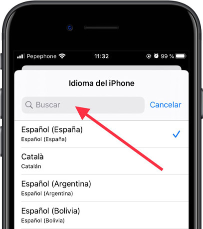 Buscar idioma iOS