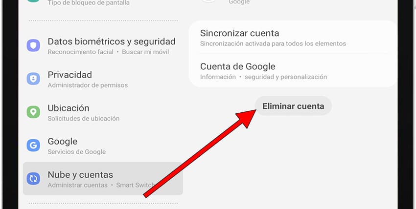 Quitar cuenta Samsung