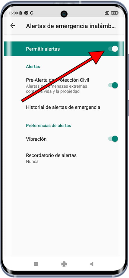 Activar o desactivar alertas de emergencias Xiaomi