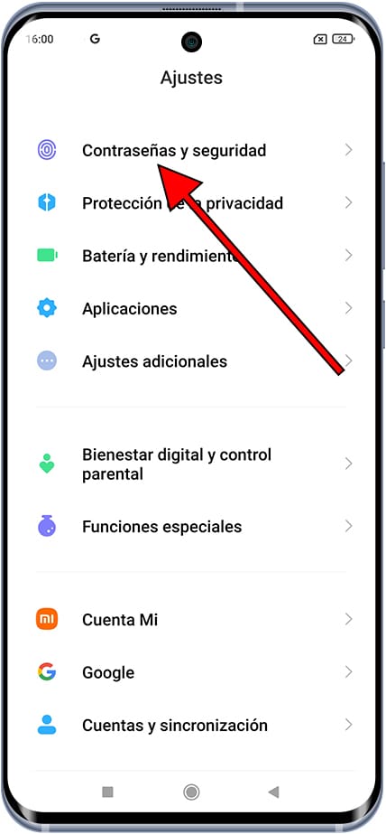 Contraseñas y Seguridad Xiaomi