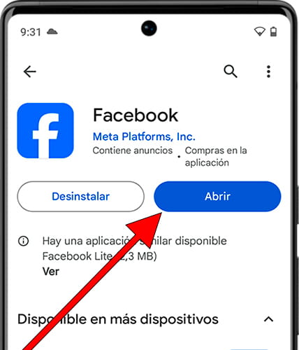 Abrir Facebook en Android