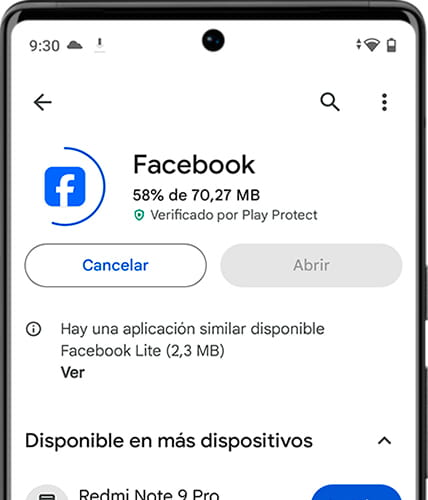 Descargando Facebook en Android