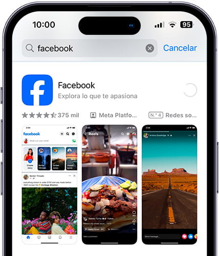 Descargando Facebook en iPhone