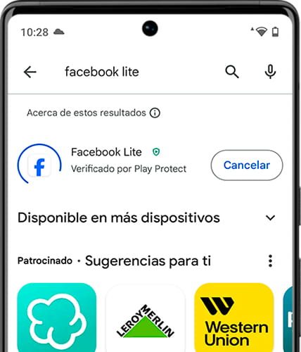 Descargando Facebook en Android