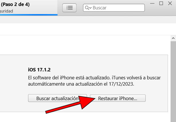 Restaurar iPhone 7 Plus desde iTunes