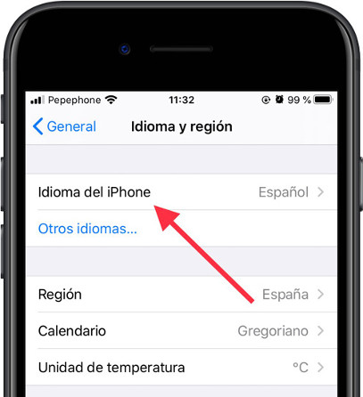 Idioma del iPhone iOS