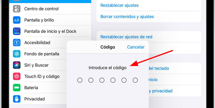 Restablecer iOS