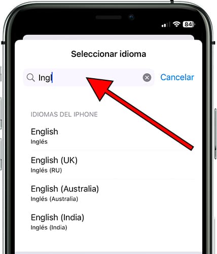 Buscar idioma iOS
