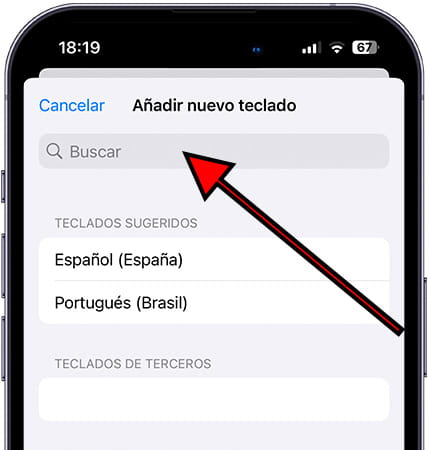 Buscar idiomas teclado iOS