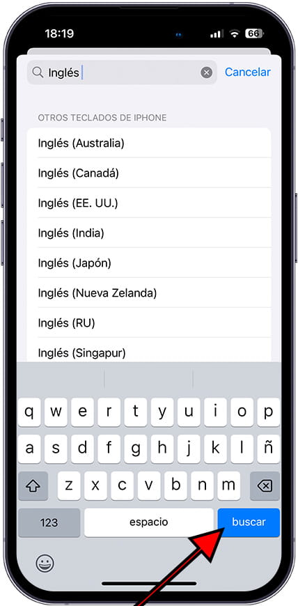 Cambio de idioma de teclado iOS