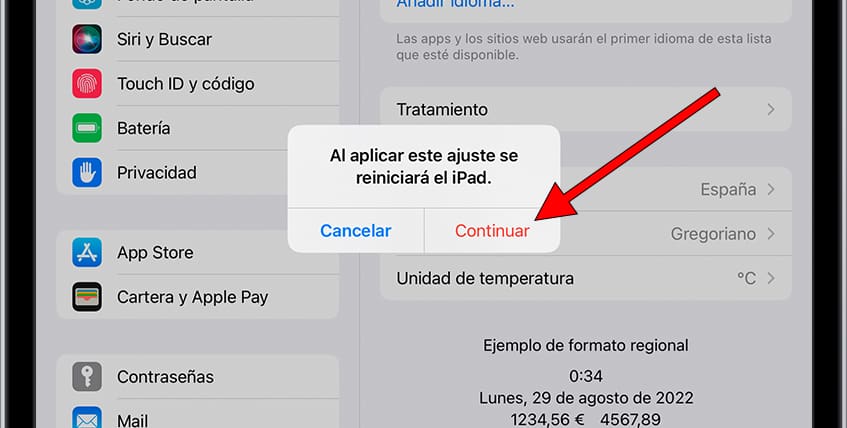 Confirmación eliminar idioma iOS