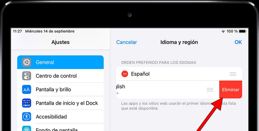 Eliminar idioma iOS