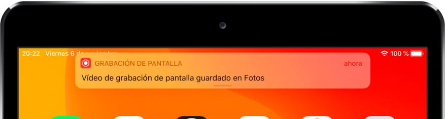 Mensaje grabación de pantalla guardado