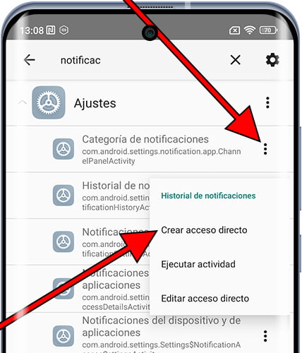 Crear acceso directo en Activity launcher