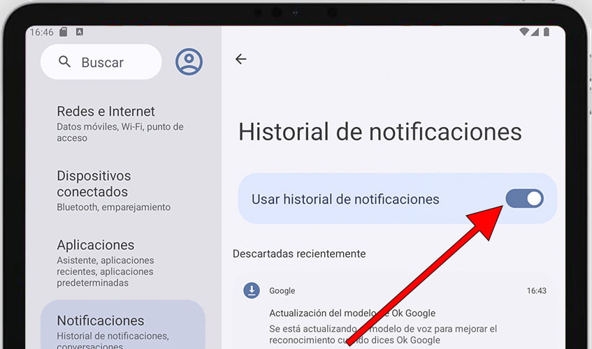 Activar Historial de notificaciones Android