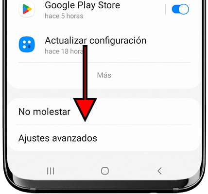 Ajustes avanzados notificaciones Samsung