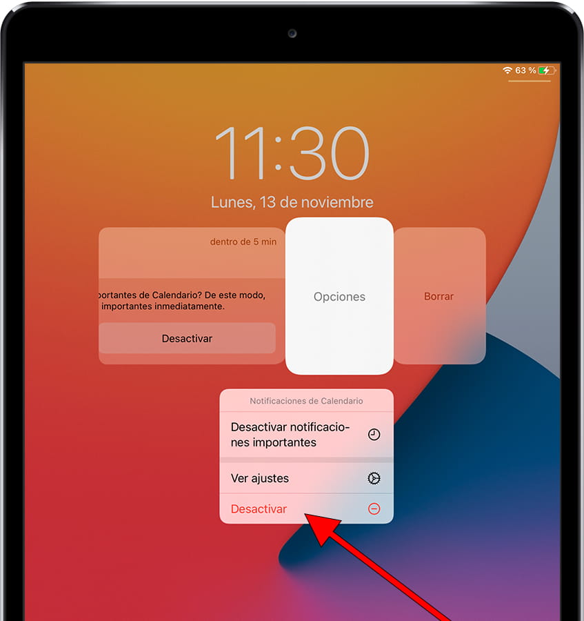 Desactivar notificación iOS