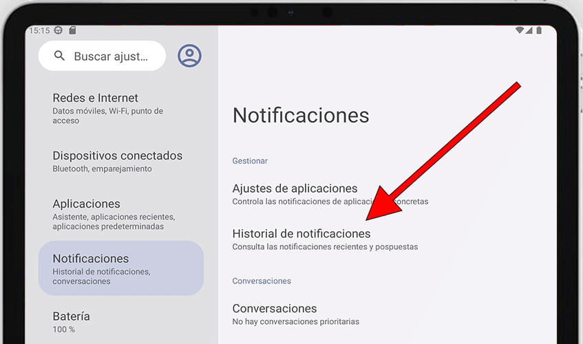 Historial de notificaciones Android