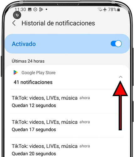 Plegar notificaciones agrupadas