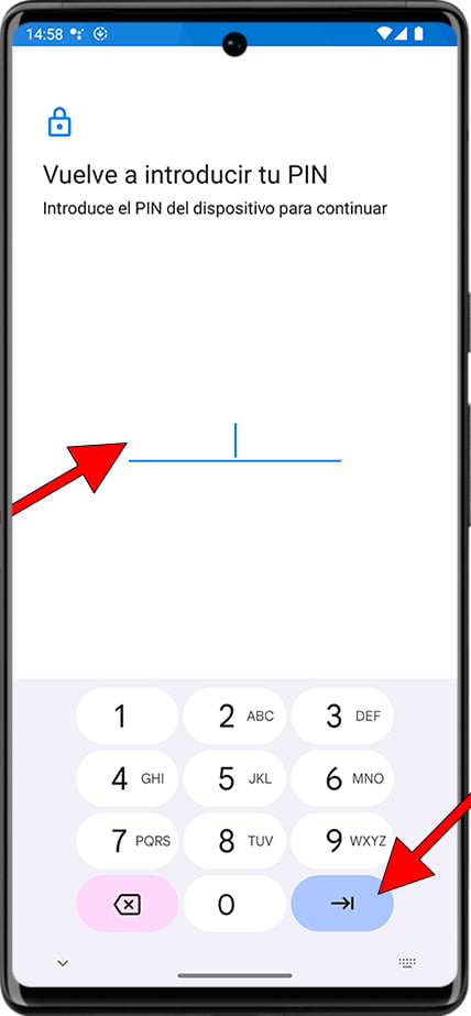 Introducir PIN de desbloqueo en Android