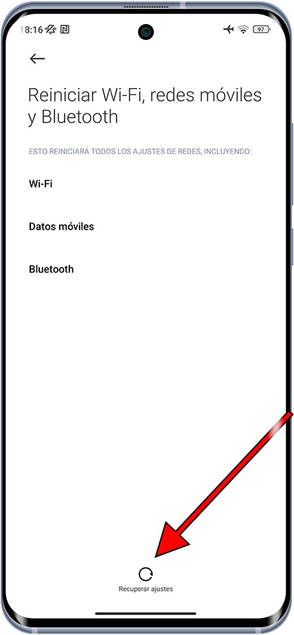 Recuperar ajustes de red en Xiaomi