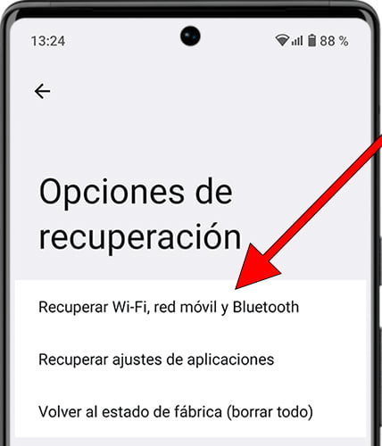 Recuperar Wi-Fi, red móvil y Bluetooth en Android