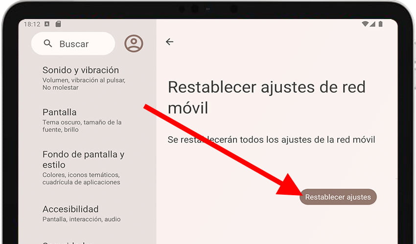 Restablecer ajustes de red en Android