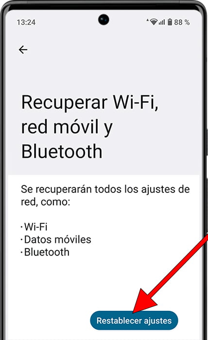 Restablecer ajustes de red en Android