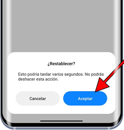 Confirmar restablecer ajustes de red en Xiaomi