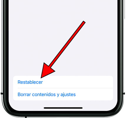Botón restablecer iPhone