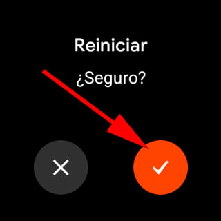 Confirmar reiniciar Wear OS