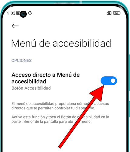 Acceso directo menú accesibilidad Xiaomi