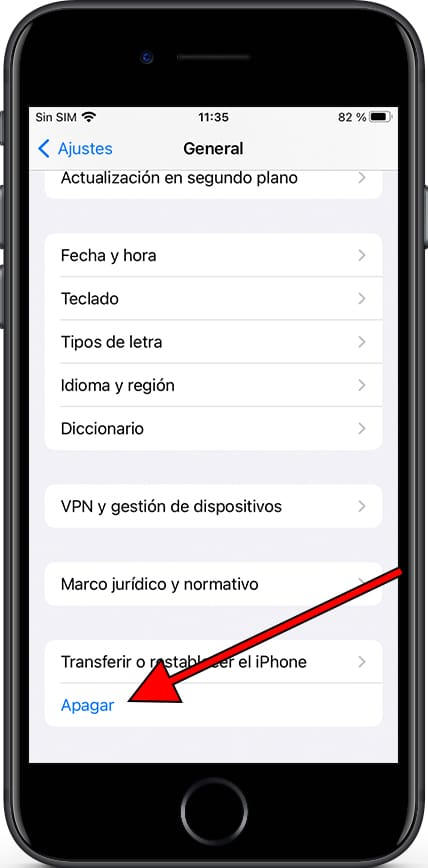 Apagar ajustes general iPhone