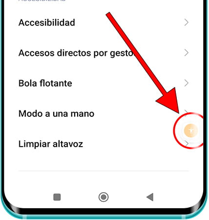 Bola accesibilidad Xiaomi