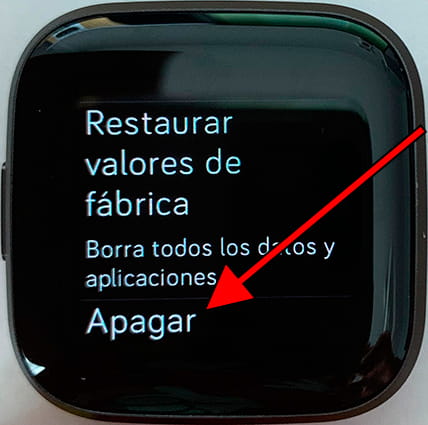 Menú apagar Fitbit