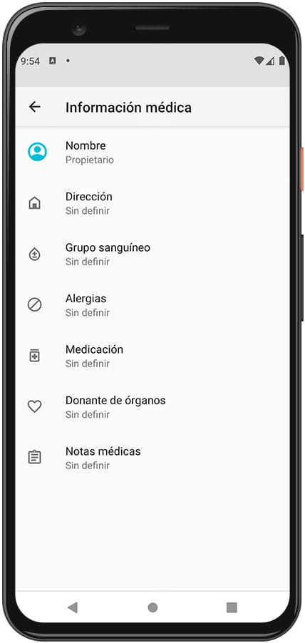 Información médica Android