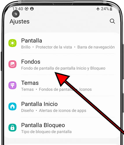 Ajustes / Fondos Samsung