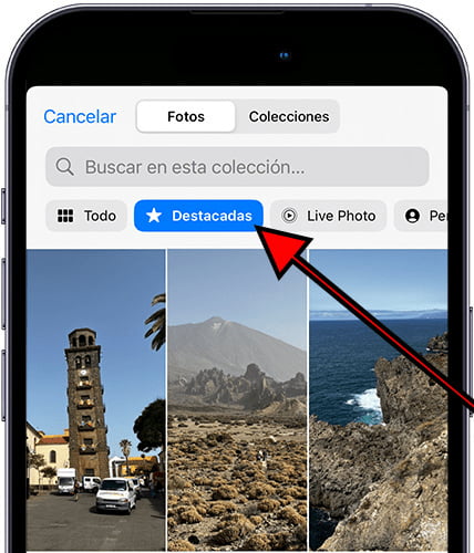 Seleccionar fotos en iPhone