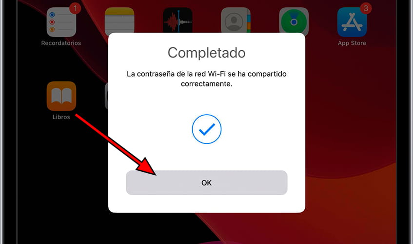 Contraseña Wi-Fi compartida iPad